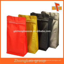 Color printing plastic ziplock aluminium foil bag with block bottom